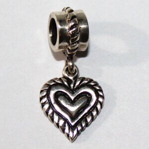 Sterling Silver Bead Heart Dangle Charm